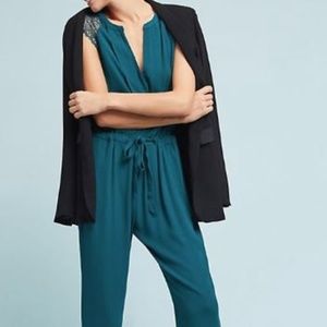 Anthropologie Greylin Teal Jumpsuit with Lace Trim
